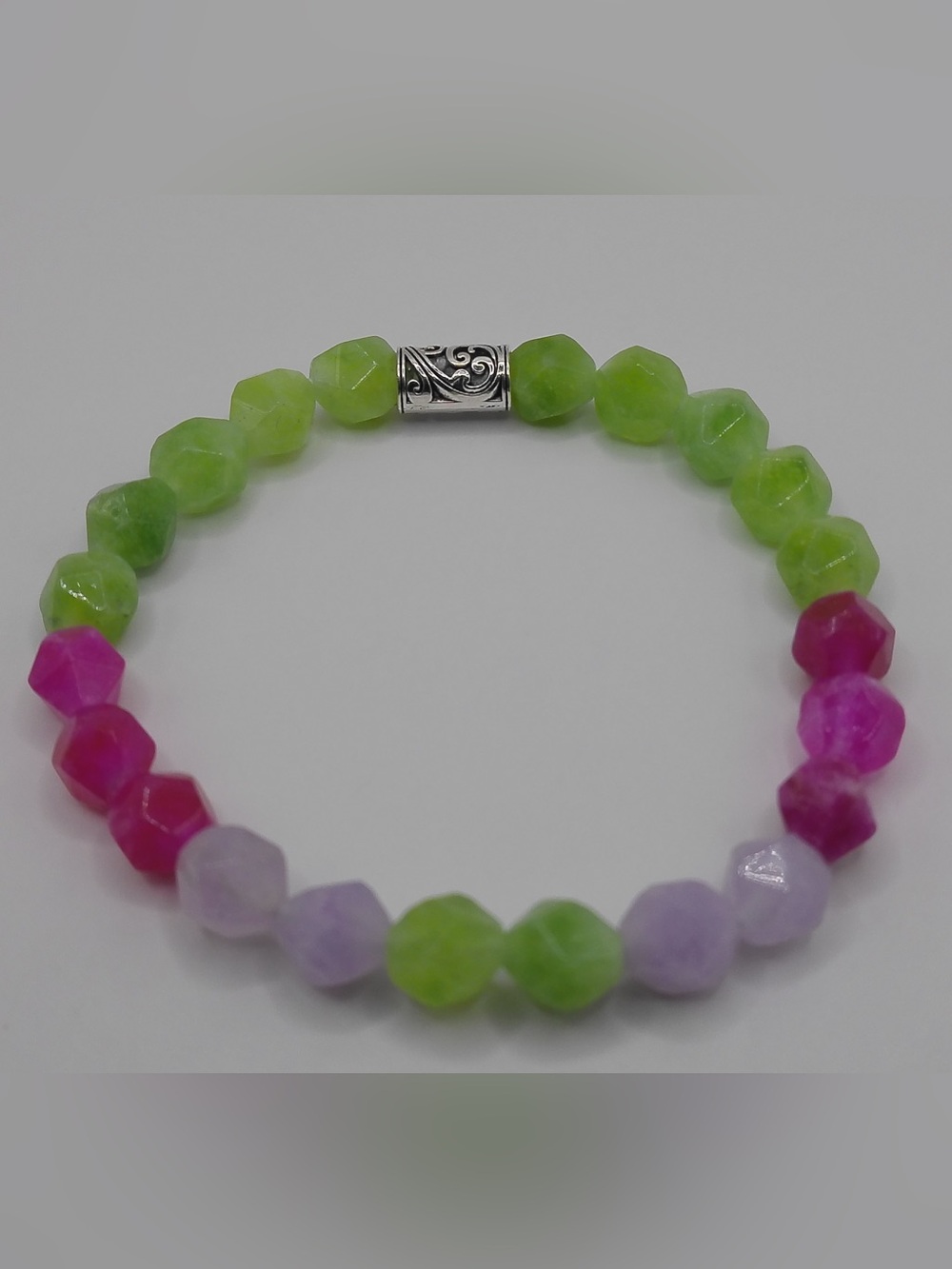 Green, Magenta & Lavender Tourmaline Gemstone Bracelet